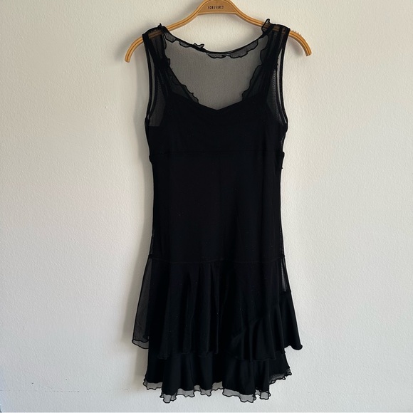 Vintage Y2K Cache Cache Dress Fairy Whimsigoth Grunge Mini Sparkles Mesh Black - Picture 9 of 13